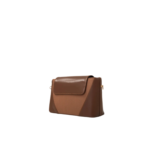 Brown Faux Leather Shoulder Bag for Women