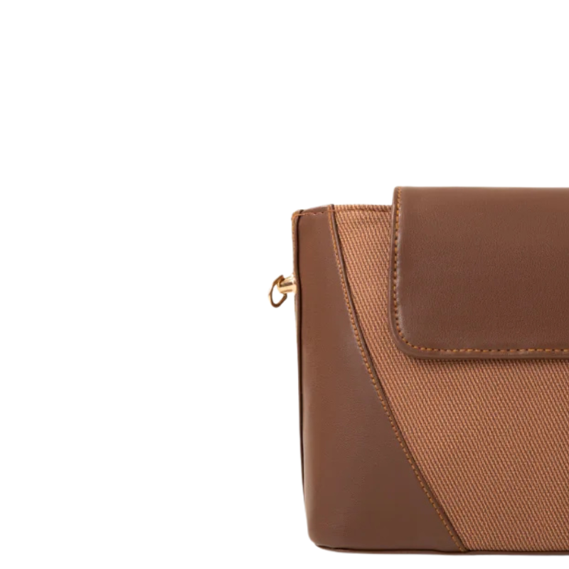 Brown Faux Leather Shoulder Bag for Women
