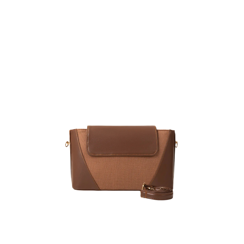 Brown Faux Leather Shoulder Bag for Women