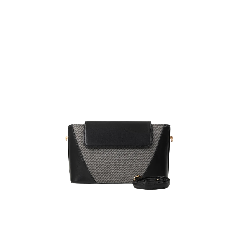 Black Faux Leather Shoulder Bag for Women