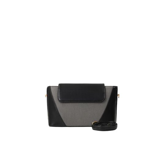 Black Faux Leather Shoulder Bag for Women