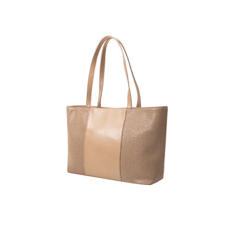 Beige Faux Leather Tote Bag for Women
