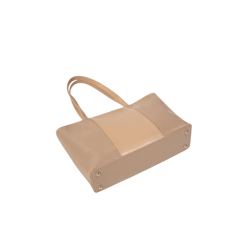 Beige Faux Leather Tote Bag for Women
