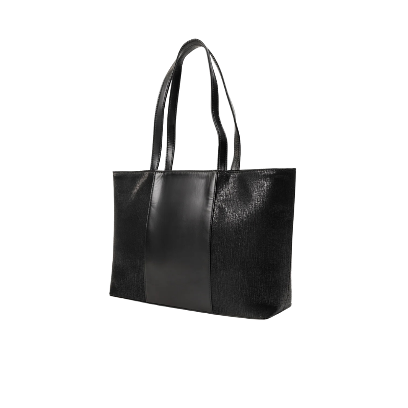 Black Faux Leather Tote Bag for Women
