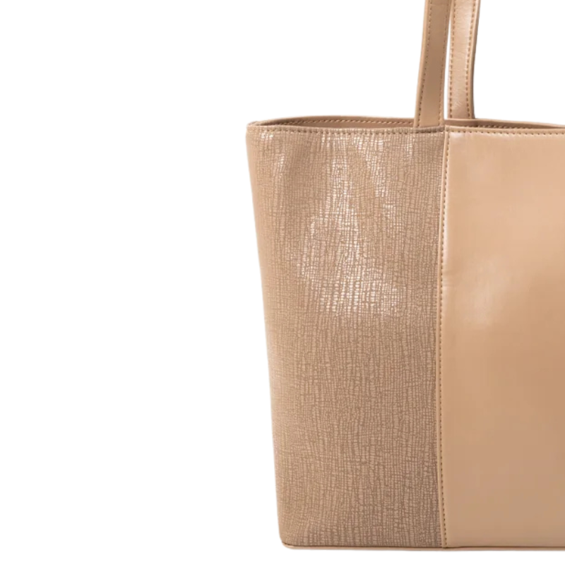 Beige Faux Leather Tote Bag for Women