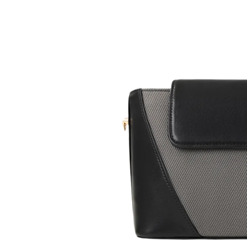 Black Faux Leather Shoulder Bag for Women