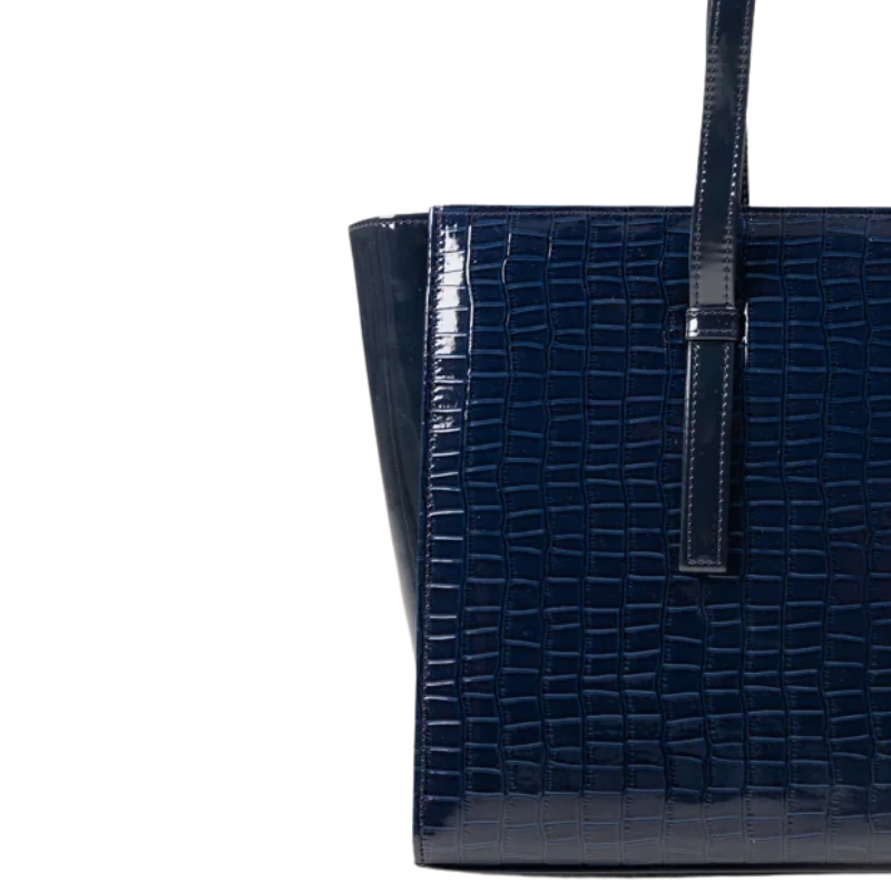 Navy Patent Tote Bag for Women