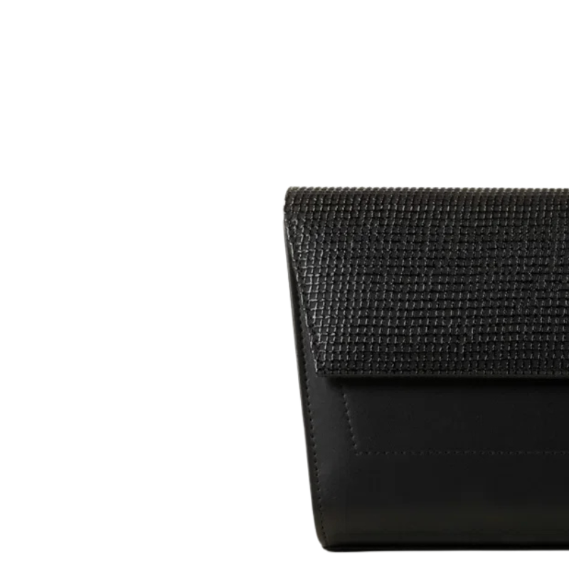 Black Faux Leather Flap Handbag for Women