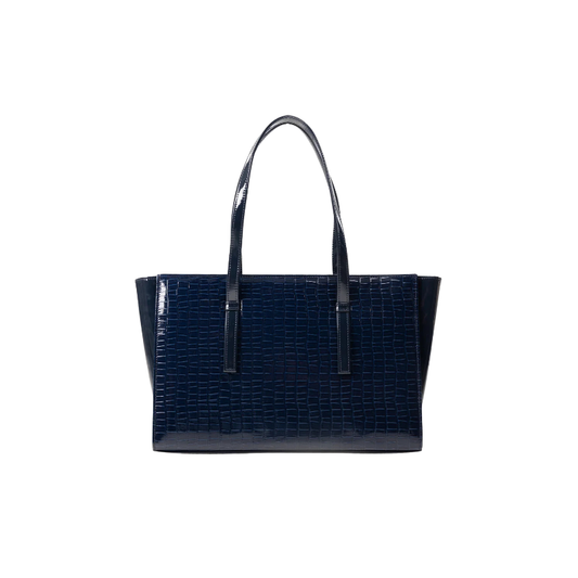 Navy Patent Tote Bag for Women