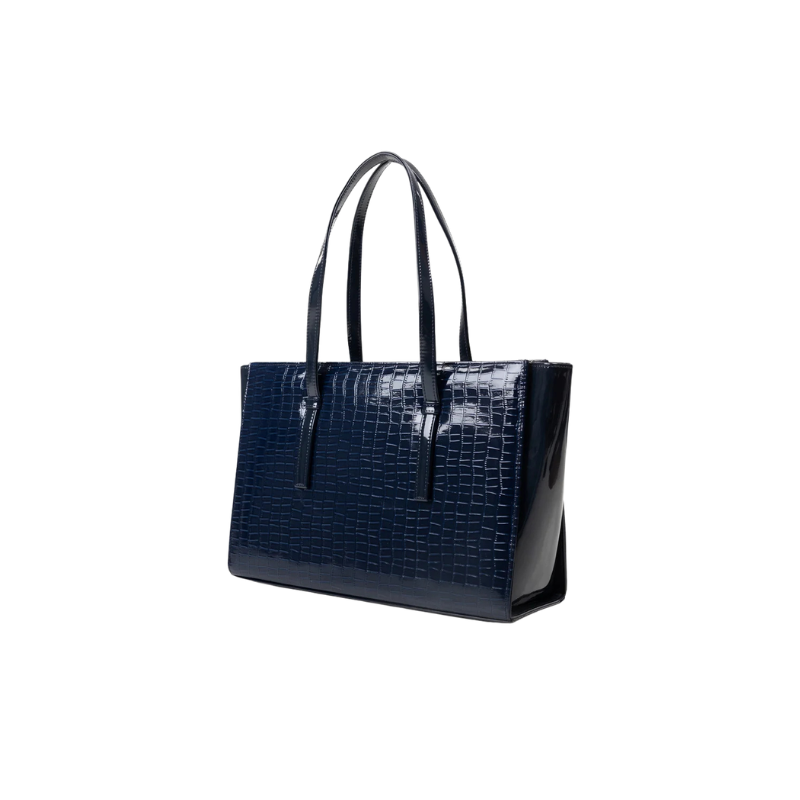 Navy Patent Tote Bag for Women